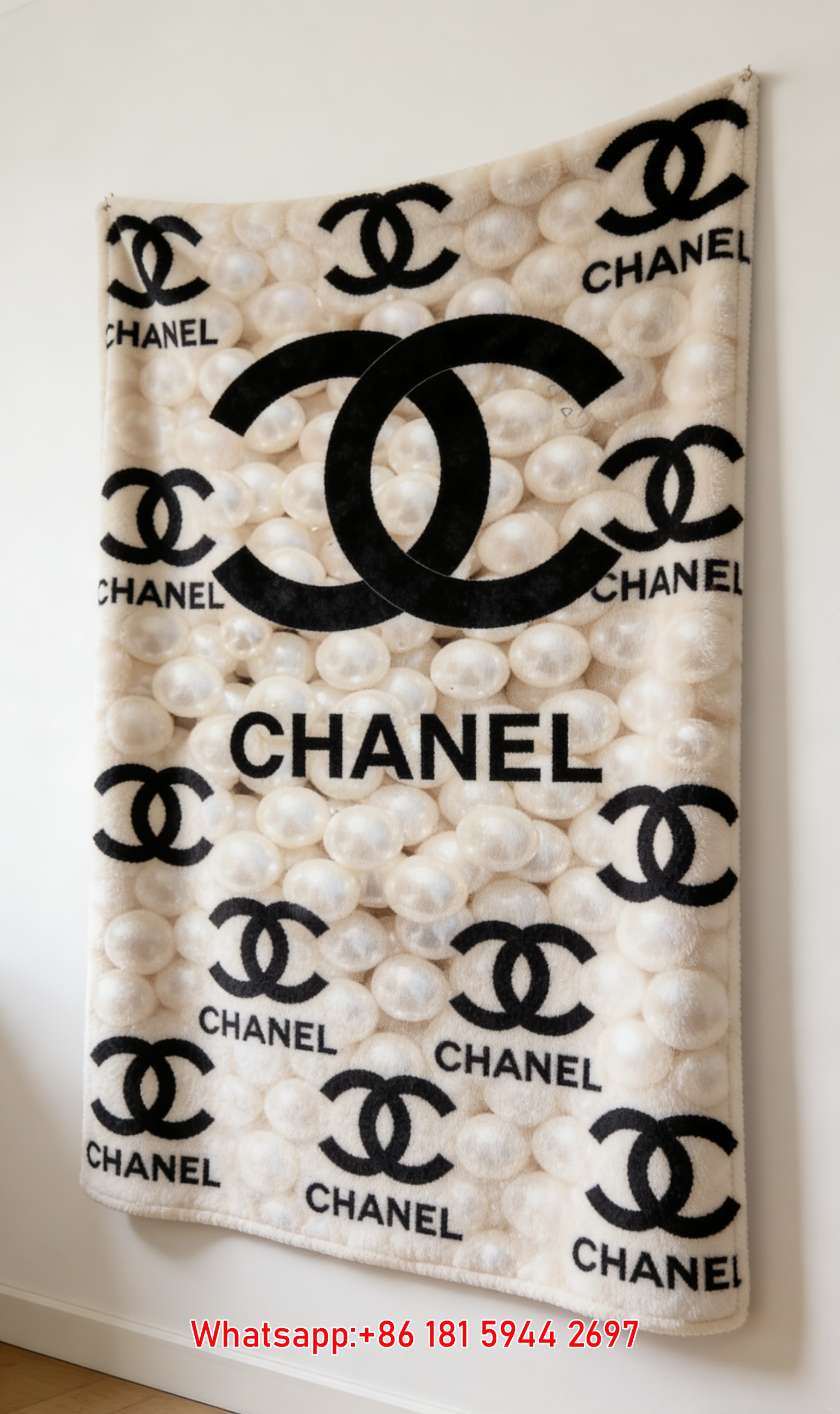 Chanel Pearl CC Logo Flannel Throw Blanket IMG_7083